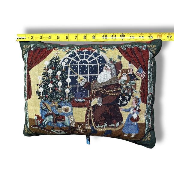VTG Dakotah Christmas Needlepoint Tapestry Decorative Pillow 16” OLD WORLD SANTA - Picture 4 of 8